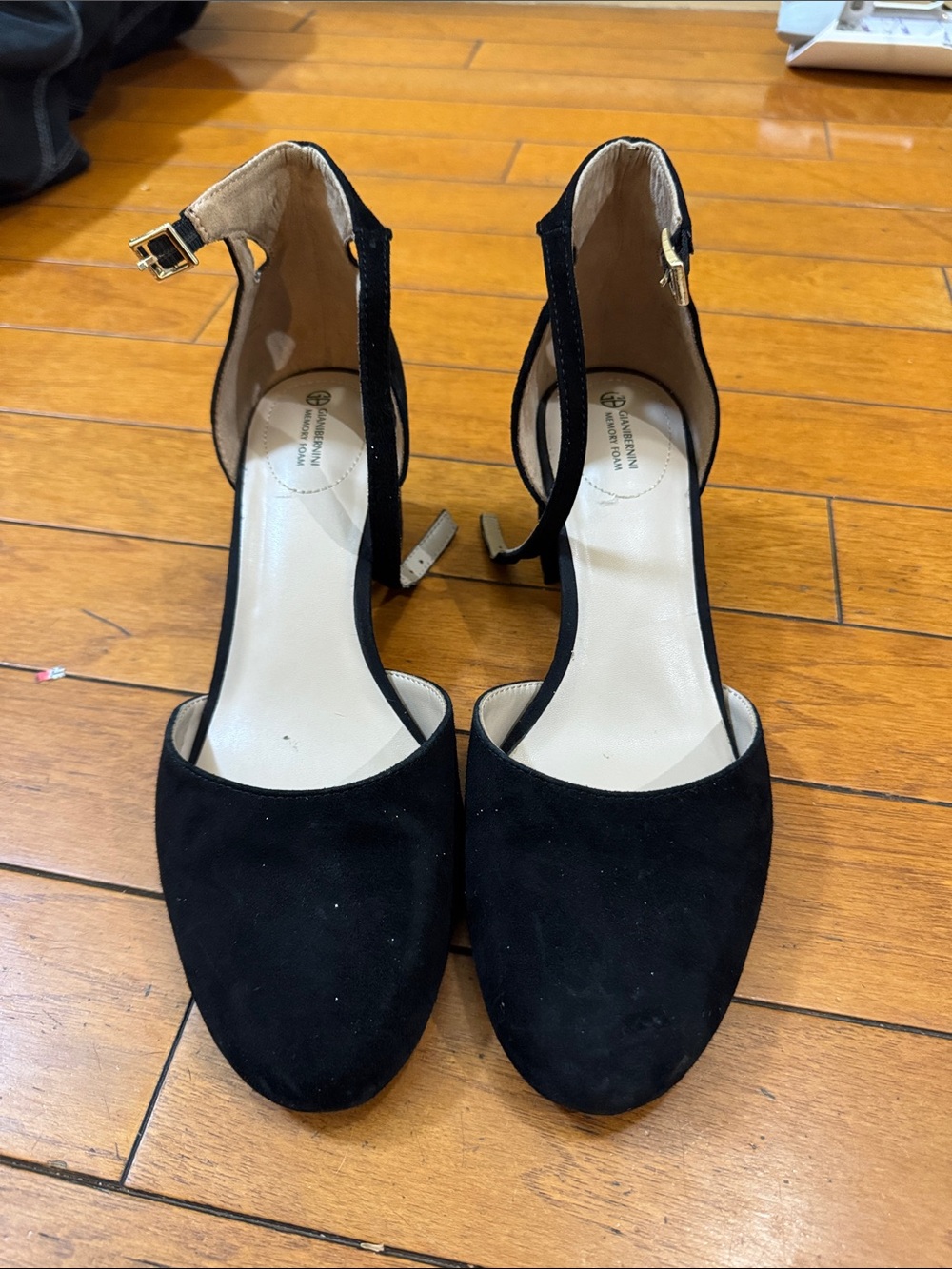 Giani Bernini Black Suede Ankle-Strap Heels